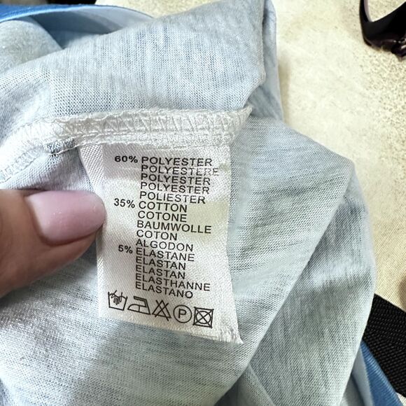 Monte Cervino Women's  Blue Butterfly Print Mini Lace Back Dress Tunic Sz L/XL - Picture 10 of 11